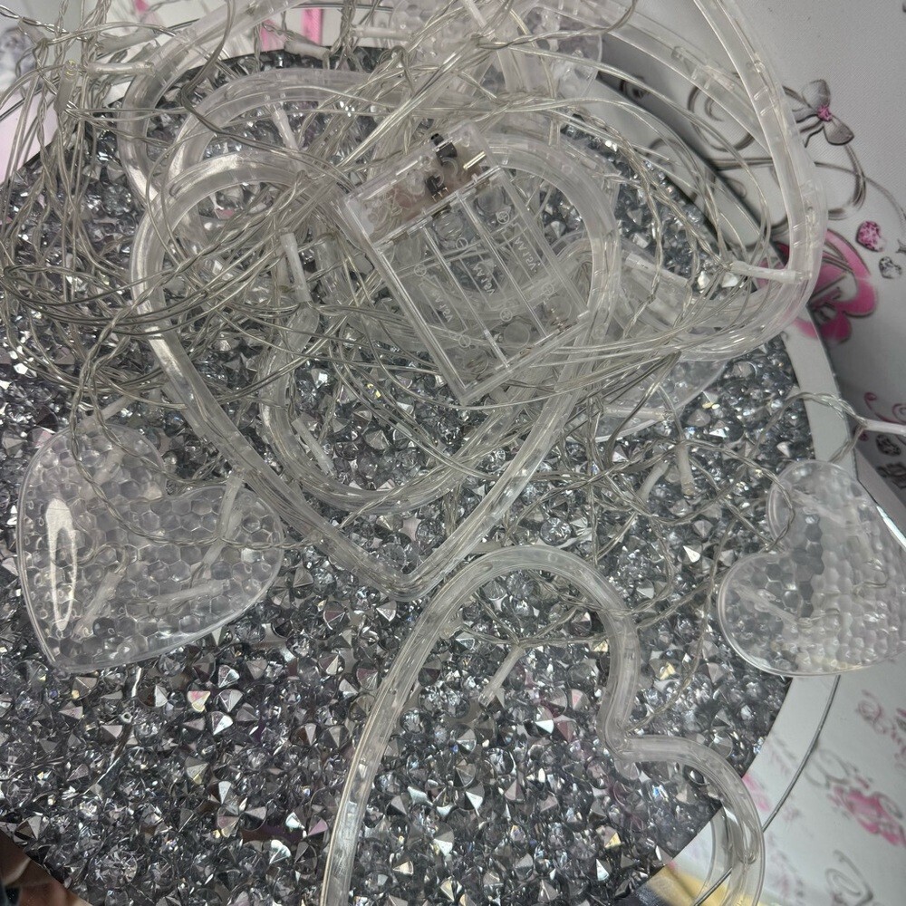 Clear Heart String Lights - Decorative LED Heart Garland